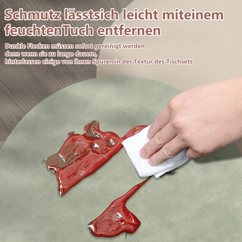 6er Set Tischset aus Leder-Imitat，Platzsets abwaschbar und wasserdicht，Platzdeckchen Lederoptik mit Untersetzer… – Ansicht 4