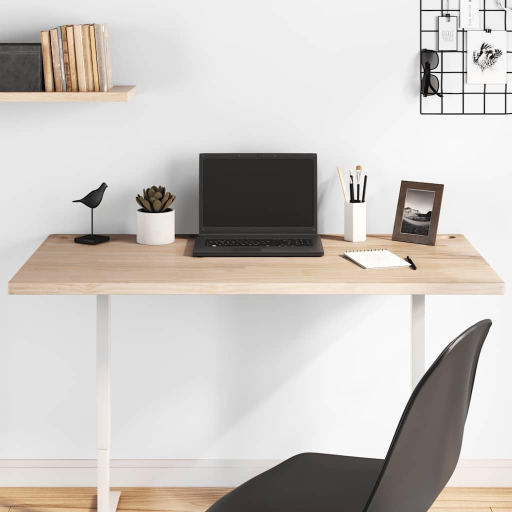 Schreibtischplatte Massivholz Kiefer 110x55x2,5 cm mit Kabellöchern, Unbehandelte Holzplatte für Büro Homeoffice Arbeitsplatz, Ergonomische Tischplatte für Schreibtischzubehör und
