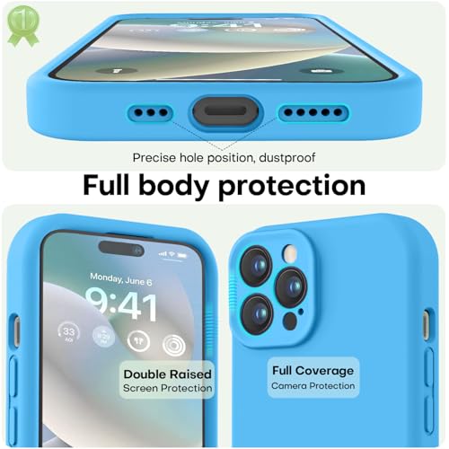 Image of LOVE 3000 Designed for iPhone 14 Pro Max Case, Premium Silicone with [Soft Anti-Scratch Microfiber Lining] Shockproof Protective Phone Case for Men Women Girls 6.7 inch, Blue