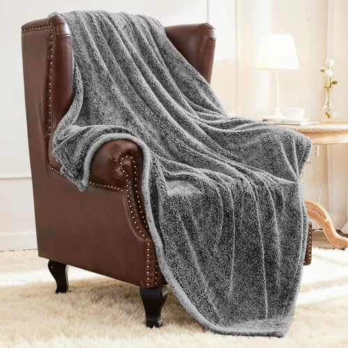 Image of Exclusivo Mezcla Plush Fuzzy Fleece Throw Blanket Extra Large, Super Soft, Fluffy and Warm Blankets for Couch, Bed, All Season (Mixed Black, 50x70 inches)