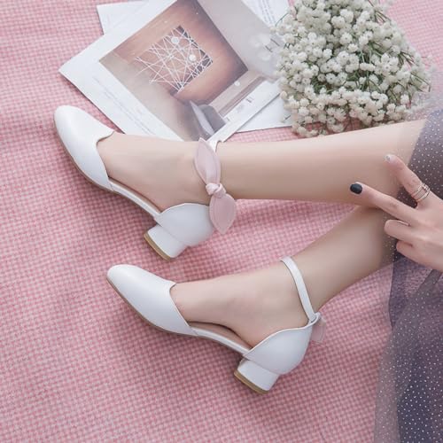 IWIHMIV Girls Sandals Summer Low Heel Dress Bow Shoes for Toddler Fashion Close Toed Sandals for Girls4