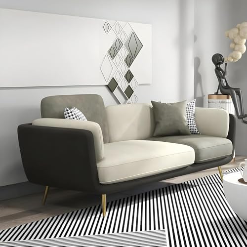 Image of Stylish & Modern Heavy Duty & Luxurious Traditional 3 Seater Sofa Chesterfield Sofa Arm Sofa Three Seater Sofa for Living Room Guest Room Hotels & Office. (Dark Grey & Cream)
