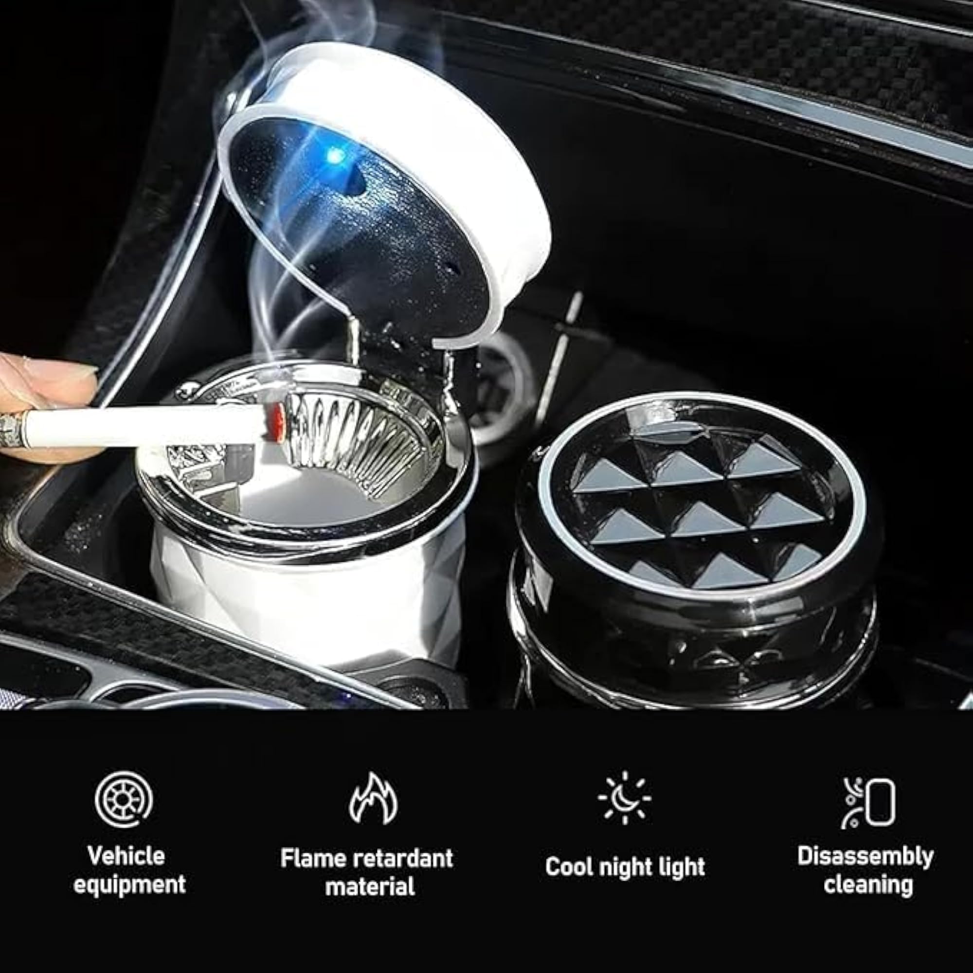 Portable Fire Proof Smokeless Car Ashtray for Easy Cleaning