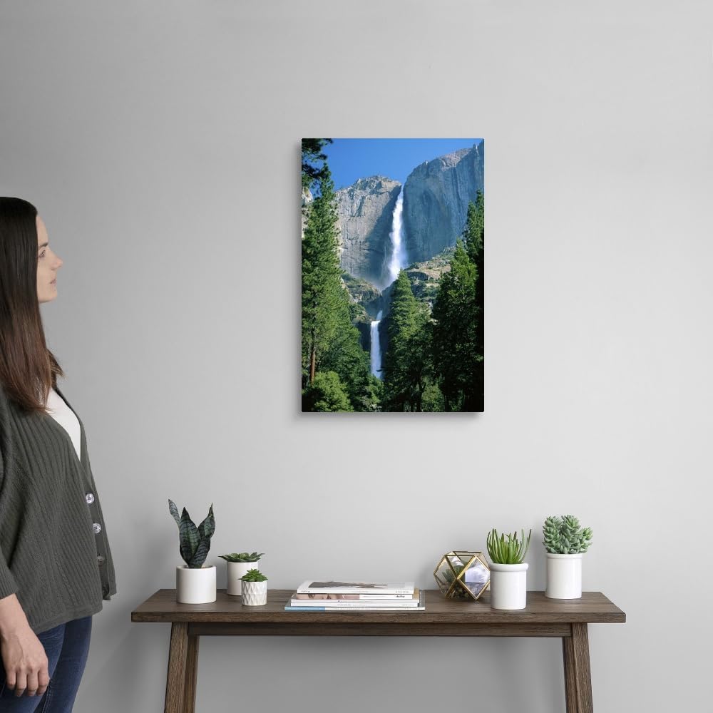 CANVAS ON DEMAND Upper and Lower Yosemite Falls, California Canvas Wall Art Print by Ruth Tomlinson, Contemporary, Home Decor, Summer, United States Artwork,16" x24in