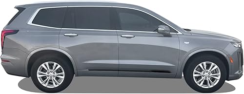 Miniatura 3 de SlickMod Revestimiento de vinilo opaco cromado para moldura lateral de puerta Cadillac XT6 2020-2023 (negro brillante, 3. molduras de puerta)