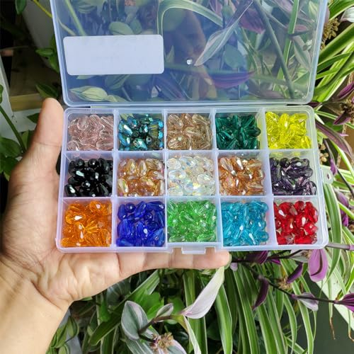 Image of 8x12mm Teardrop Glass Beads for Jewelry Making, 300pcs Faceted Vertical Hole Shape, Crystal Prism Beads for Pendants Bracelets Necklaces Earring