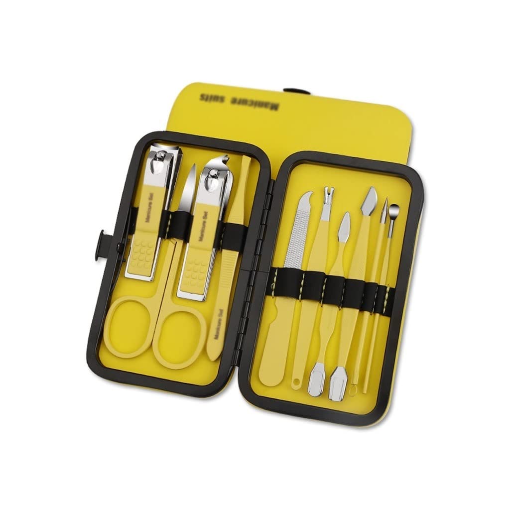 Herramientas para el cuidado de las uñas, Juego de cortaúñas de acero al carbono en estuche de cuero PU
