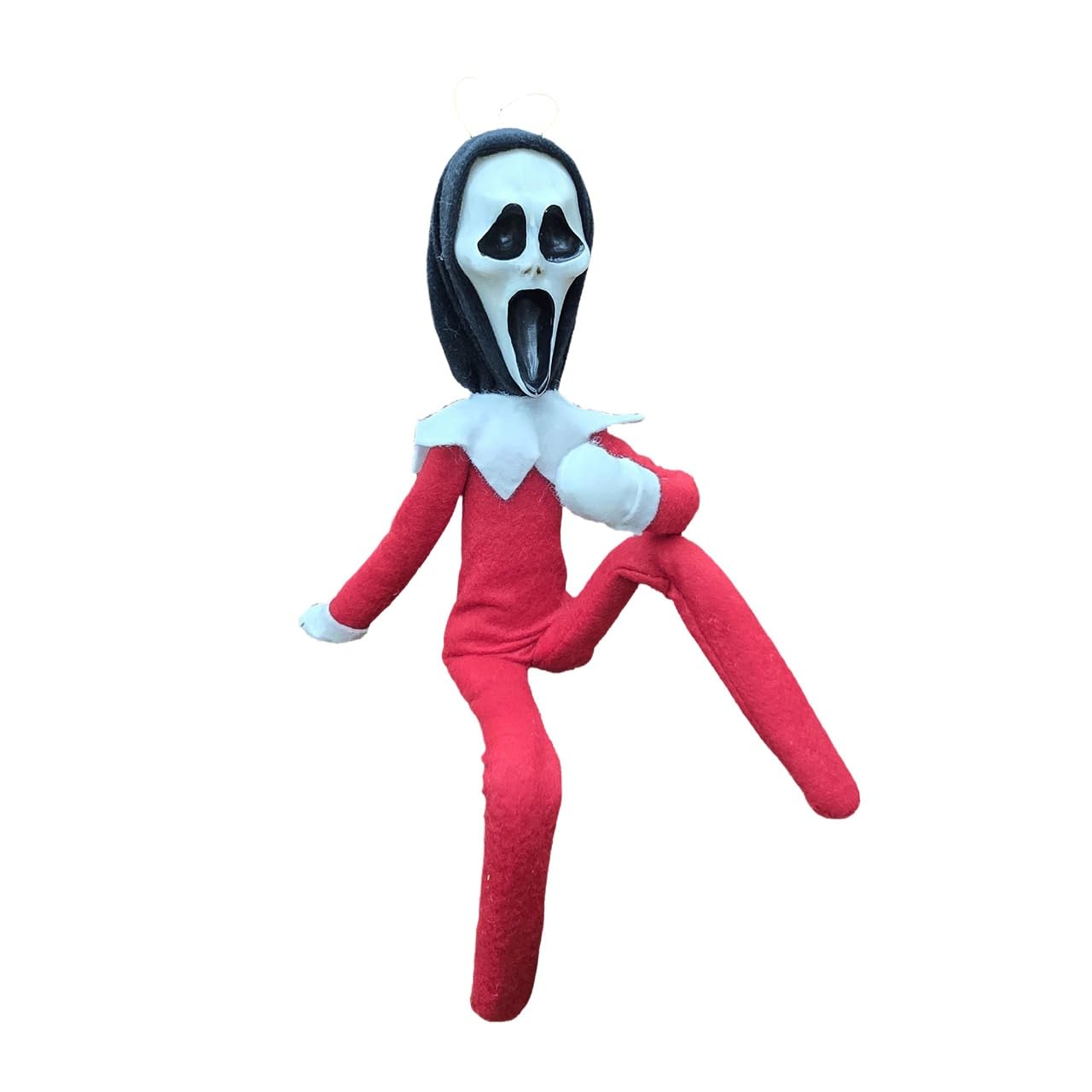 Party Monkeys Multicolor Bend And Pose Creepy Ghost Masked Elf Decoration 35Cm – Handmade Horror-Inspired Ornament For Christmas, Halloween & Holiday Party Décor – Spooky Collectible With Sinister Expression