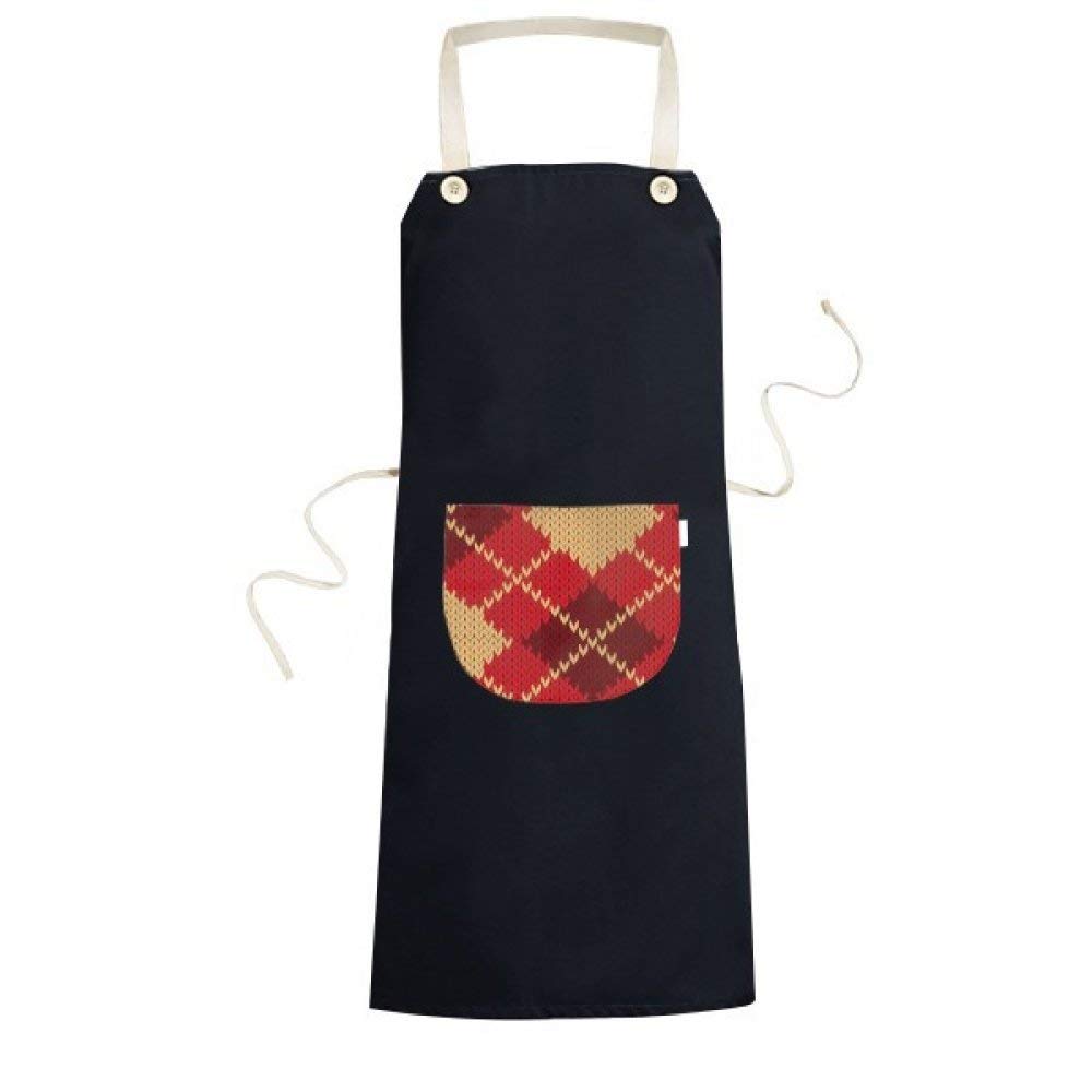 Tabliers bavoir de poche rouge beige motif tricot nordique pour cuisiner et pâtisser à la maison