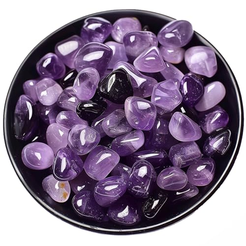 Image of Polished Amethyst Crystal Chips Set, 0.4 inch, 128 Pcs - Handpicked Tumbled Stones and Crystals Bulk for Healing, Reiki, Meditation, Witchcraft and Home Decor