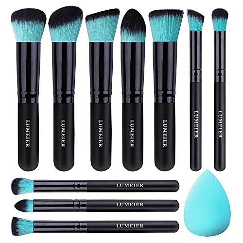 Lumeier 10 pcs super soft makeup brush sets, Foundation brush, Eye shadow brush, Highlighter brush, Blush brush, 5 big and 5 small brush sets, Makeup tools, Portable makeup brush.