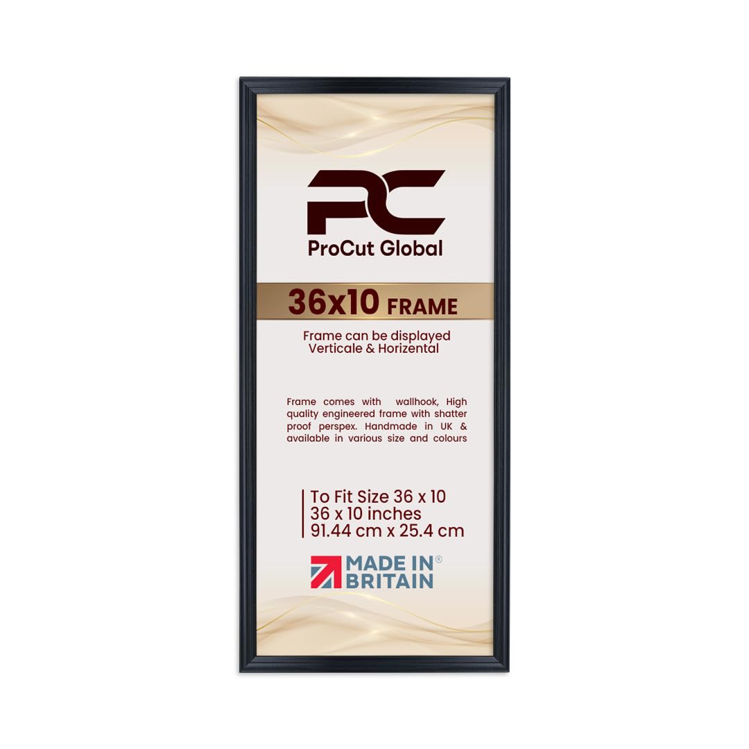 Procut Global 36x10 Walnut Picture Frames - Classic Wooden Photo Frame with Shatterproof Perspex for Wall or Tabletop - Perfect for Posters, Certificates & Prints - Sizes & Colors Available