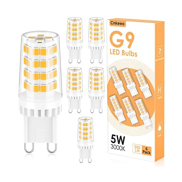 Cnkeeo G9 LED Lampe Kaltweiß 6000K, 5W G9 LED Leuchtmittel Ersatz 50W Halogenlampen, 500LM, 360° Abstrahlwinkel, Nicht…
