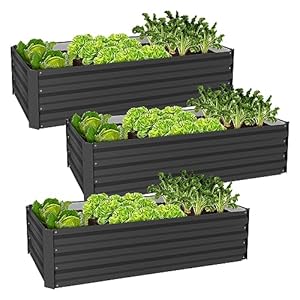 ML-Design Set van 3 verhoogde bedden van metaal voor in de tuin, 120x60x30 cm, 200 liter, antraciet, weerbestendig, roestvrij, buiten, plantbed bloembak tuinbed groentebed koud frame kruidenbed