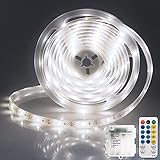 LED Stripe 4AA Batteriebetrieben, 3M 90 LED Lichtband mit Timer IR Fernbedienung 2835 LED Streifen IP68 Wasserdicht für Balkon, Terrasse, Küche Deko (Weiß)