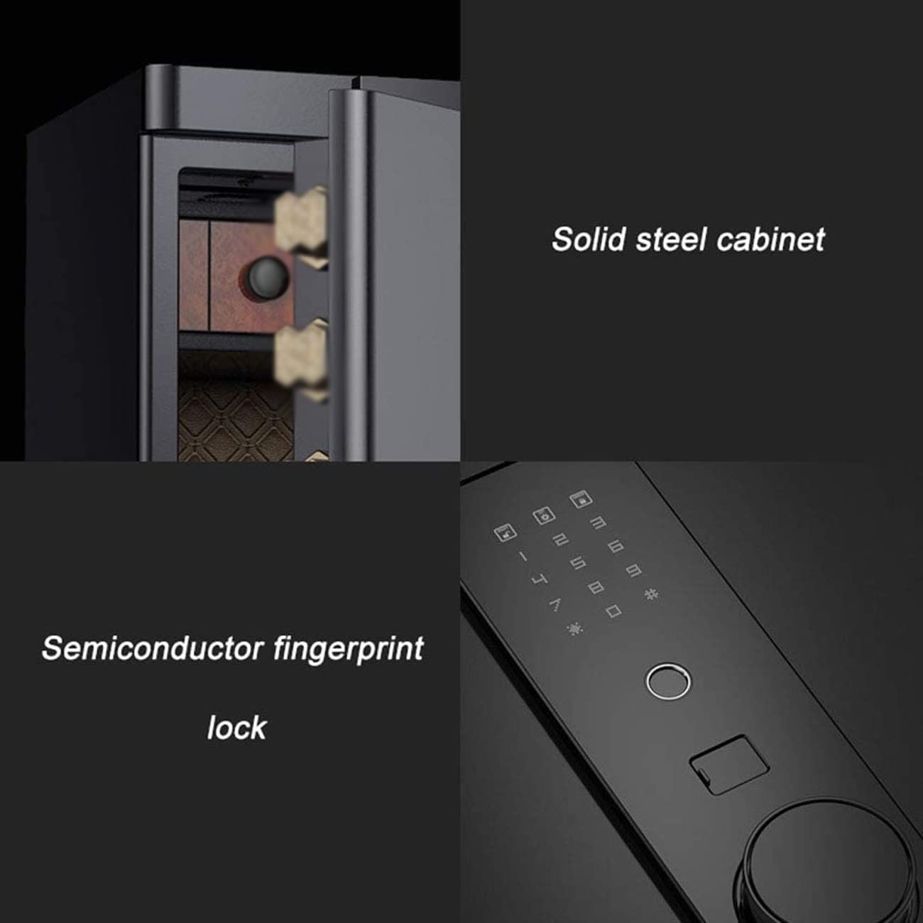 strongbox Safe and Fireproof Waterproof Safe Digital Security Home Fingerprint Password Safes Remote Alarm Instant Message Reminder Protect Cash Documents Jewelry Valuables n