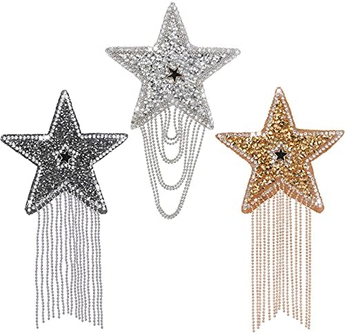 Iron on Patches DIY Rhinestone Star Applique Repair Patch for Clothes Dress Pants Jeans Hats Bags Clothing Embellishment (Star)