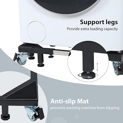 Miniatura 4 de LUCKUP Soporte para lavadora, mini soporte ajustable para refrigerador con 8 pies y 4 ruedas, pedestales de lavadora y secadora de acero resistente,