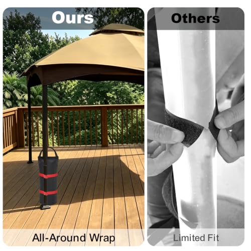 Image of Eurmax USA 160LBS 4-Pack Universal Canopy Weights, Secure Wind Protection to Prevent Tipping, Easy Wrap-Around Installation Heavy Duty Sandbags (Without Sand), Fits All Instant Shelter Legs,Black