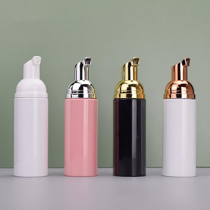 12 szt. 56.7 g 60 ml plastikowa butelka z pompką z pianki puste rzęsy kosmetyczne butelka do czyszczenia mydła dozownik pianki butelka (żółta złota pompka, różowa butelka)
