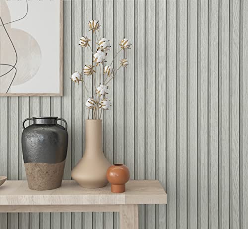 marburg Tapete Holzoptik Grau Beige Akkustikpaneele 3D Effekt Vliestapete Wohnzimmer Schlafzimmer 10,05 x 0,53m Made in Germany