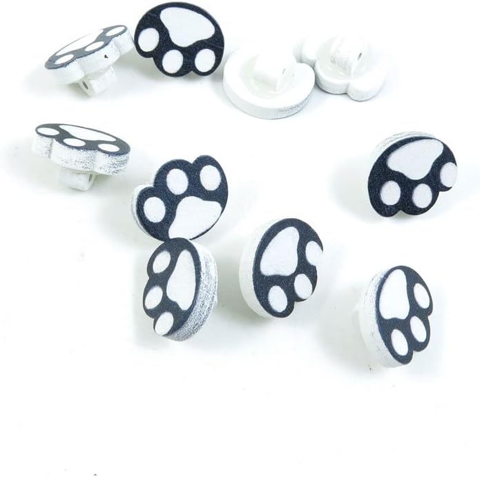 510 Pieces Sewing Wood Buttons Sew On Arts Crafts Notions Supplies Fasteners SD076 Black Cat Paws