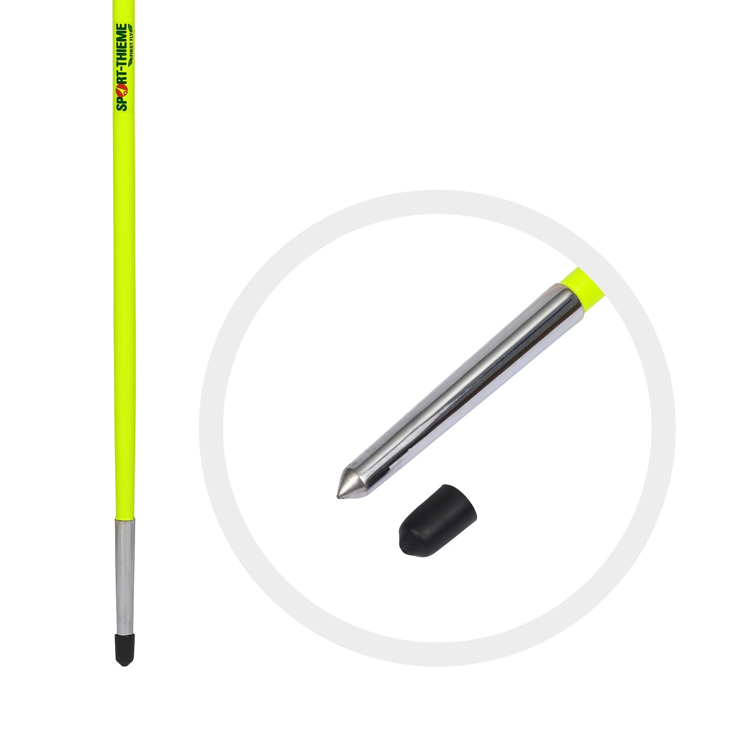 Sport-Thieme Übungsspeer First Fly | Umstieg vom Übungs- zum Wettkampfspeer | Ideal für Anfänger | Schnurkordel-Griff | Aluminium & Stahl | 125 cm Länge | 20 mm Durchmesser | 250 g | Neon-Gelb