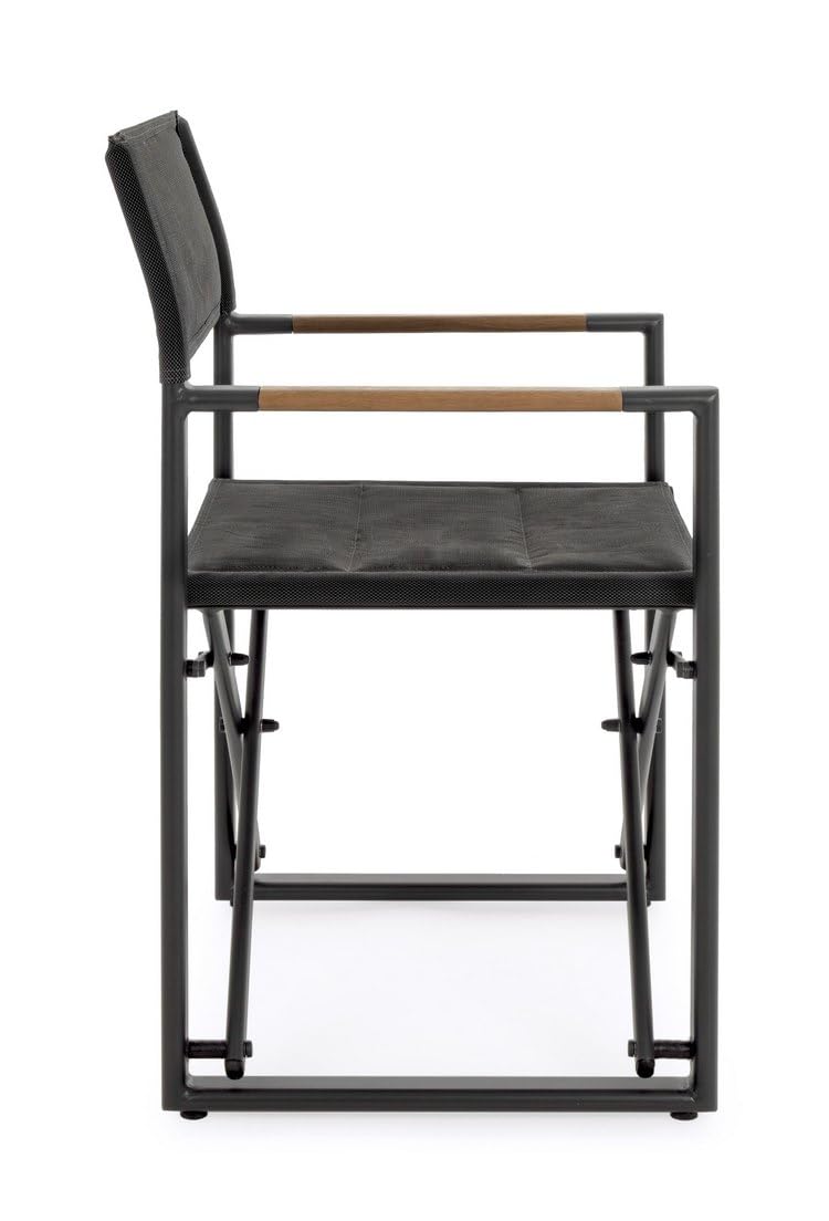KONTE.DESIGN Set di 2 sedie regista LAGUN in alluminio antracite e textilene grigio scuro, pieghevoli