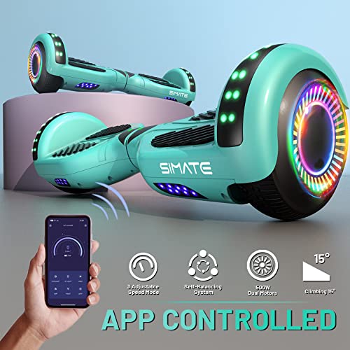 Image of SIMATE Hoverboard, Bluetooth All Terrain Hover Boards with LED Lights and APP Control, Gifts for Kids Adults Girls Boys, for All Ages