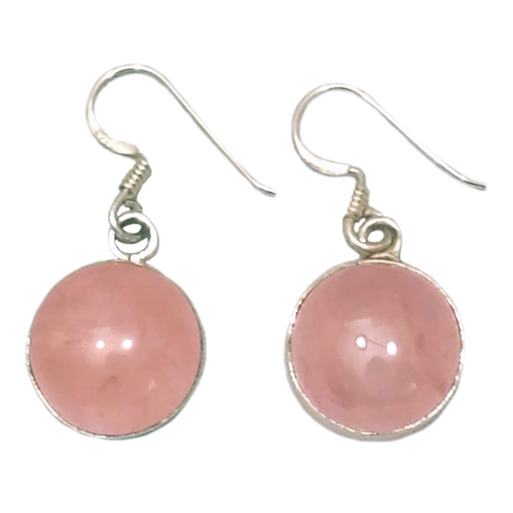 Orecchini Pendenti In Argento 925 Con Quarzo Rosa Cabochon Pera 10x14mm - Eleganti, Fatti A Mano, 3cm Di Lunghezza - 4