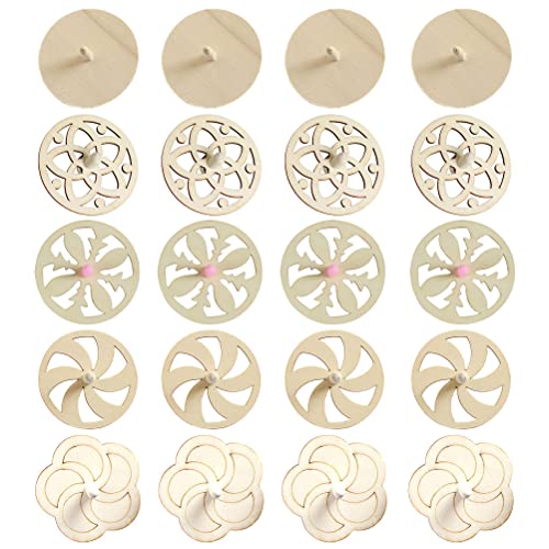 20 Stück Holzkreisel zum Bemalen Form Leer Hohle Kreisel DIY Basteln Spielzeugkreisel für Weihnachten Xmas Mitgebsel Kindergeburtstag Gastgeschenke
