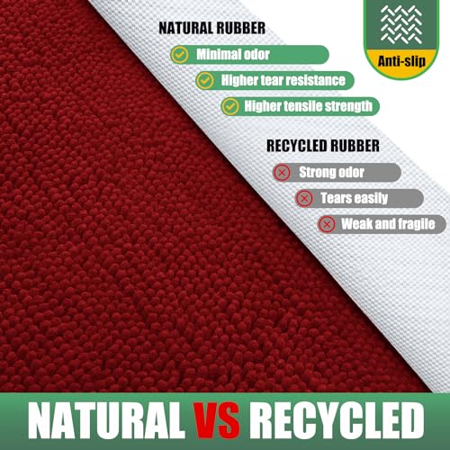 IM HOME Chenille Absorbent Outdoor Doormat 71" x 25", Washable Muddy Door Mats for Dog Non Slip Heavy Indoor Doormat Soft Front Doormats for Entryway, Mud Dog Paws, Patio Red Burgundy