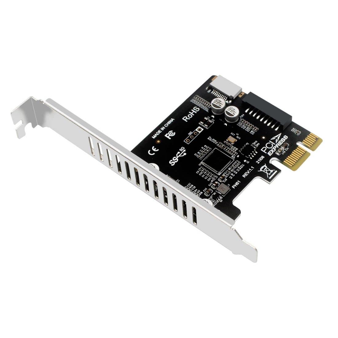 ChenYang Adaptateur de carte d'extension USB 3.0 20 broches et USB 3.1 Gen 1 Type-E vers PCI-E 1X PCI Express