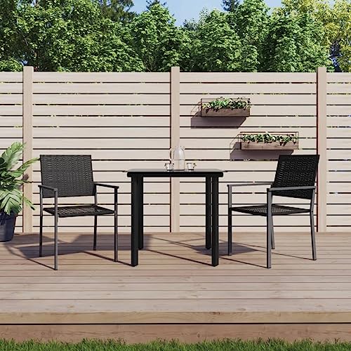Homgoday Gartenmöbel-Set, 3-teilig, Polyrattan und Stahl, Stuhl, Stuhl, Sessel, Tisch, Küche, Outdoor, Terrasse, Terrasse, Balkon, Möbel Typ 7 Gartenmöbel