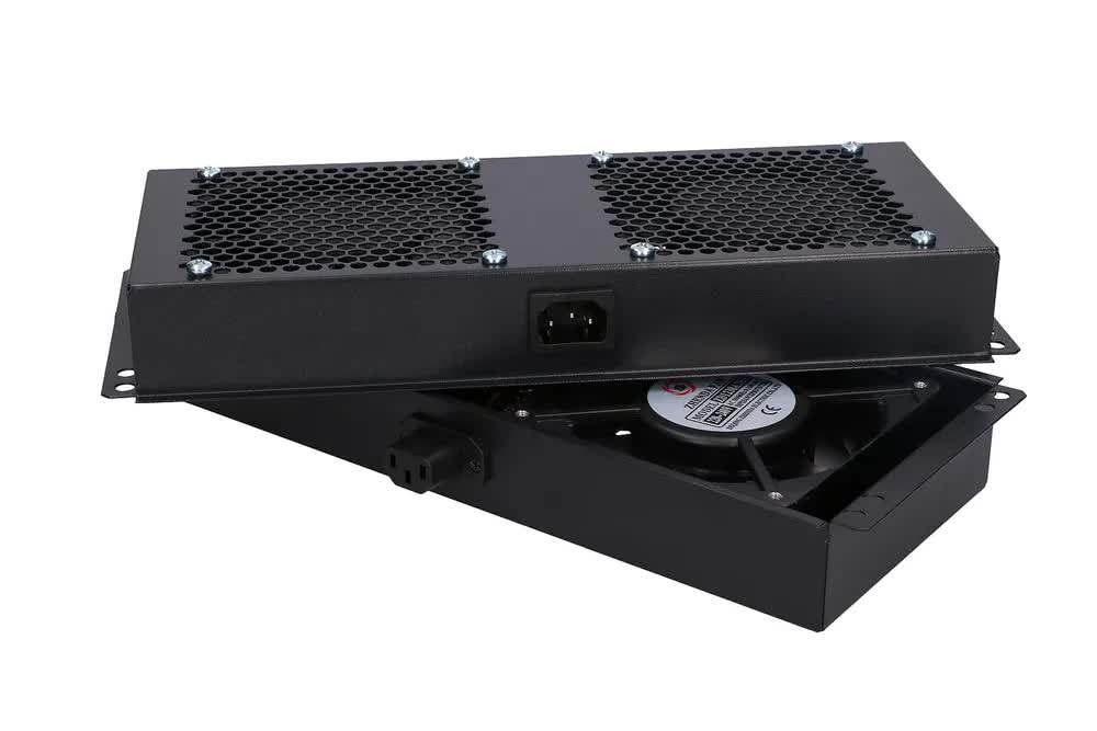 Extralink, Ventilatore rack progettato per rack in piedi, cavo da 2 metri con spina europea in dotazione, 2 pannelli, totale 4 ventole.