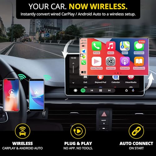 Image of CRUST AutoLink W20 Car Wireless Android Auto & CarPlay Adapter Receiver - Convert Wired to Wireless. Plug & Play. Bluetooth + 5GHz WiFi. USB A /C. for Cars with OEM Wired Android Auto /CarPlay