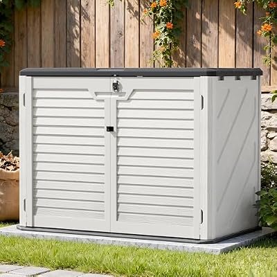 WillowLume 31 Cu.Ft Outdoor Storage, Lockable Vertical Resin Outdoor Storage Cabinet with Floor, All-Weather Waterproof Shed for Garden, Backyard, Pool (31 cu ft)