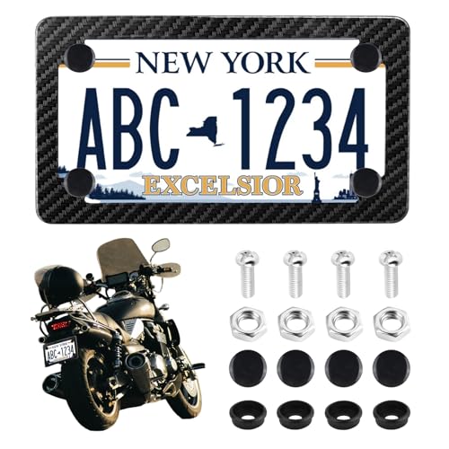 Motorcycle License Plate Frames with Screws & Nuts,Carbon Fiber License Plate Frame for Decorating,Stainless Steel Motorcycles Accessories Motorcycles Licenses Plates Holder