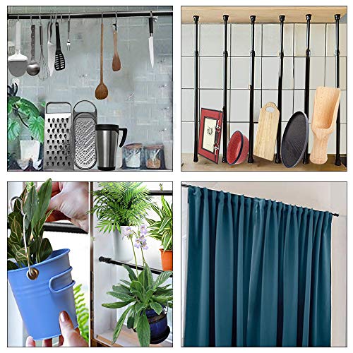 Goodtou Tension Rods - 5 Pack Cupboard Bars Tensions Rod Curtain Rod 28" To 48"(Approx.) Extendable Width Spring Tension Rods Fit In The Spaces To Stay Up #TOP2