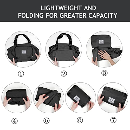 Expandable Space Weekender Bag Waterproof Large Capacity Folding Travel Duffel Bag Lightweight Dry And Wet Separation Tote Black, One Size #TOP1