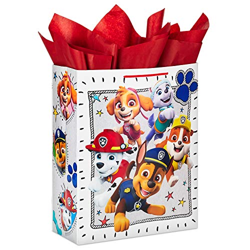 Hallmark 15" Extra Large Paw Patrol Gift Bag with Tissue Paper for Birthdays, Kids Parties, Christmas, Holidays