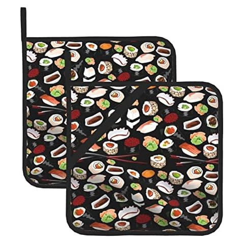 AvImYa Japanese Sushi Black Pot Holders Set Cover