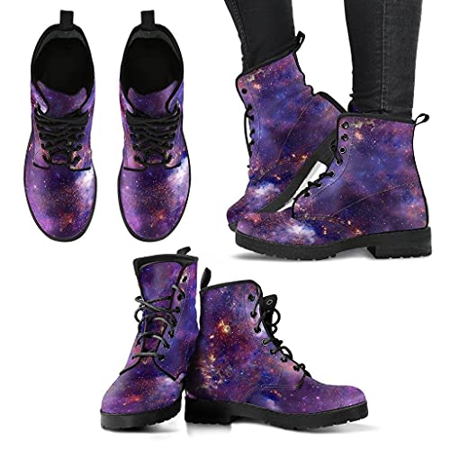 Purple Galaxy Memory Foam Boots | All Season Lace Up Boots | Vegan Leather Combat Boot2
