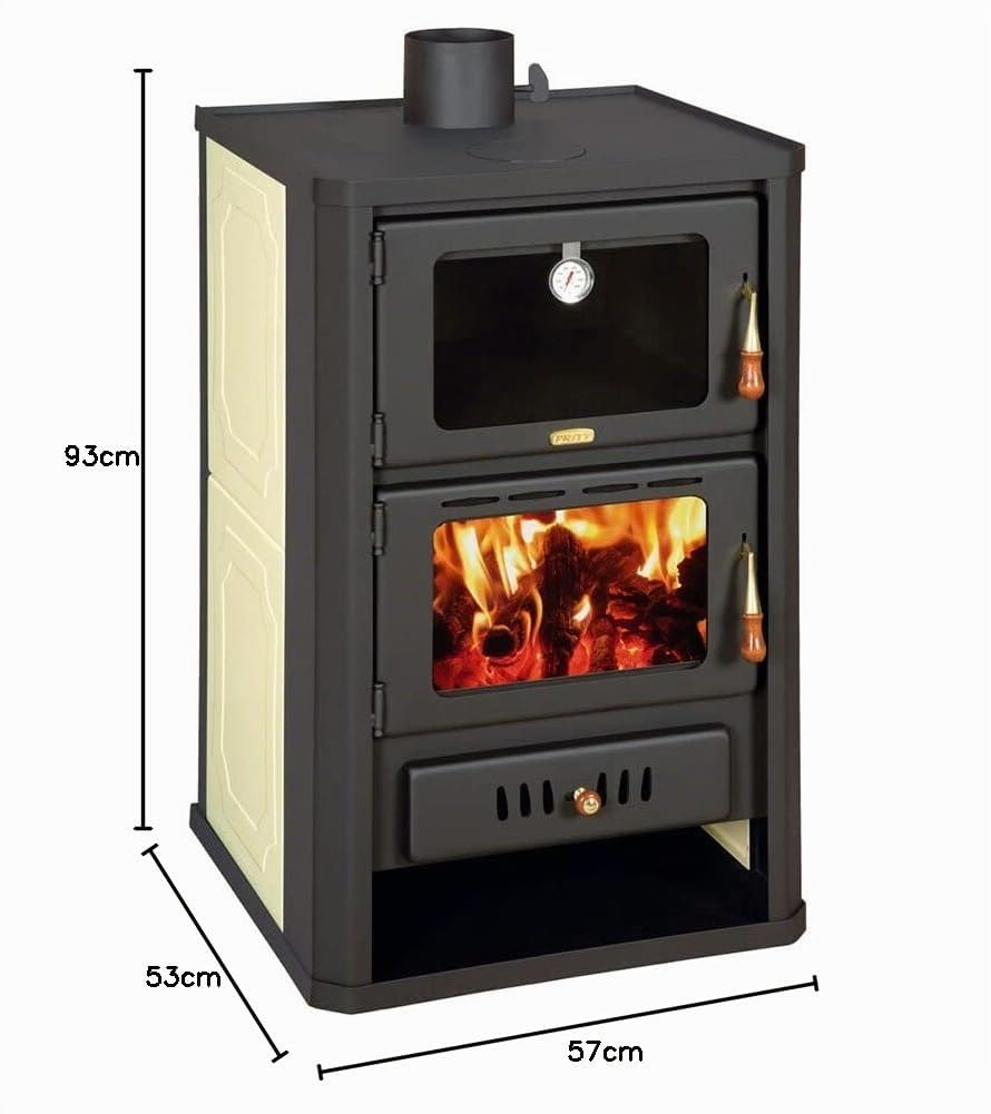 Poêle Combustion Bois 5+15 kW Cuisinière Arrière Chaudière Foyer Cheminee