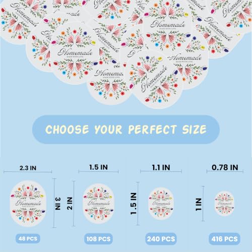Image of Trifirt Homemade Oval Labels Stickers | Self Adhesive Vinyl Labels for Jars, Bottles, Homemade Food Packaging, Bakery Boxes, Gifts & Small Business