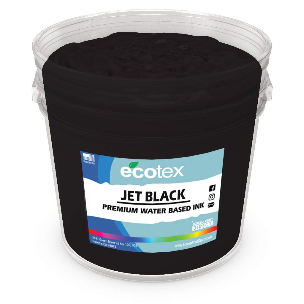 Ecotex Jet Black Water Based Ink for Screen Printing Non Phthalate Formula for Fabric Textiles Pint - 16 oz.