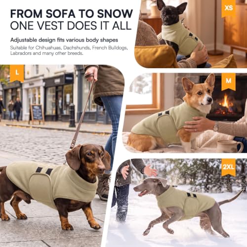Image of Queenmore Small Dog Sweater,Soft Fleece Dog Vest Dog Jacket with Leash Hole