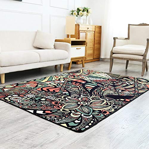 Alfombra de salón moderna floral antideslizante para sofá de dormitorio 3