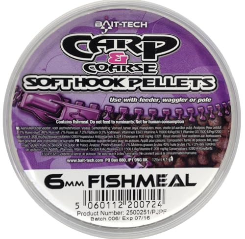 Bait Tech - Pellets de gancho suave (6 mm), harina de pescado
