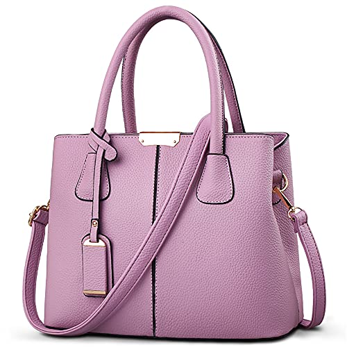 Elegante Donna Borsa a Mano Casuale a Tracolla Viaggio Crossbody Tote Impermeabile PU Pelle Mano Viola